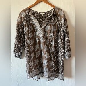 Joie Gray and Brown Relaxed Graphic Tunic